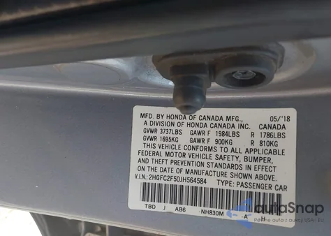 2018 Honda Civic Lx from USA, damaged, VIN 2HGFC2F50JH564584